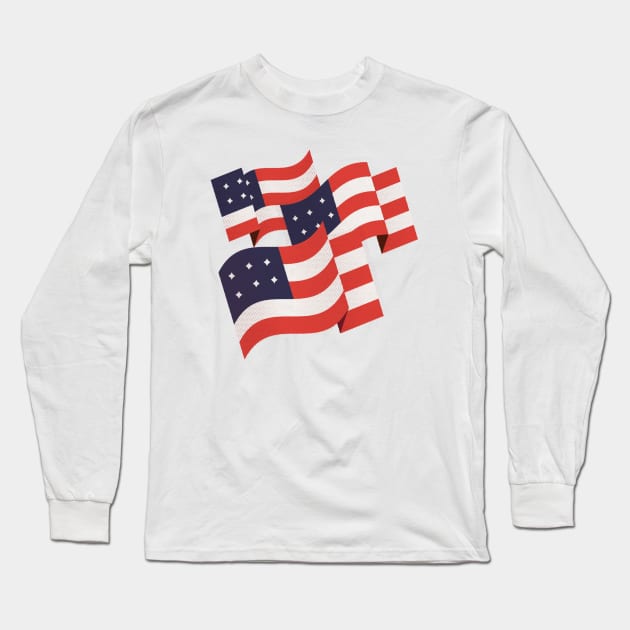 USA Flag Long Sleeve T-Shirt by andrearubele